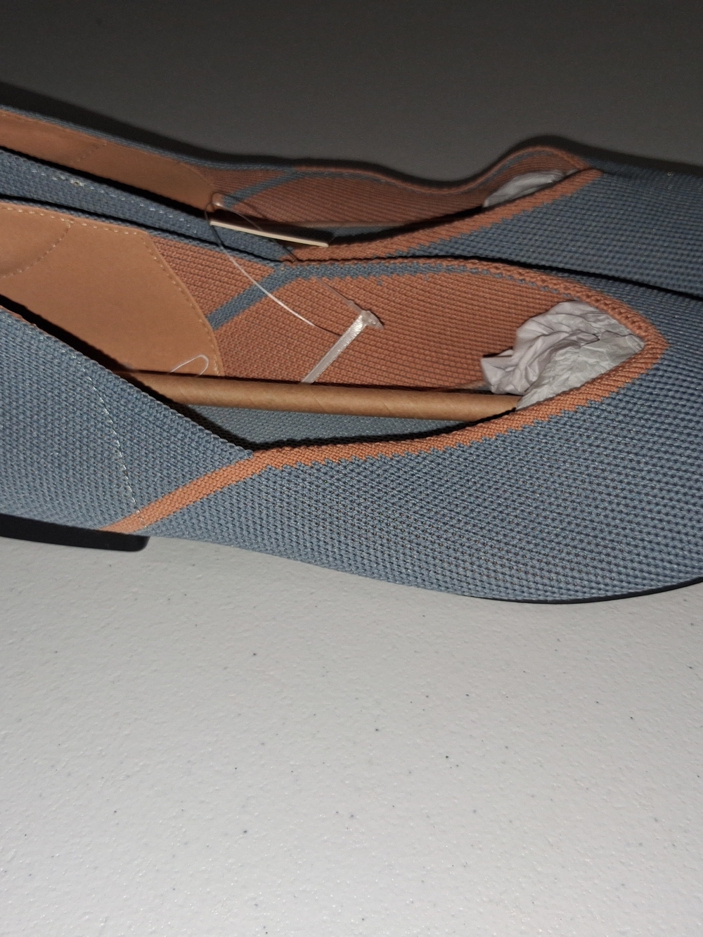 Women's Slip-On Flats in Blue and Tan